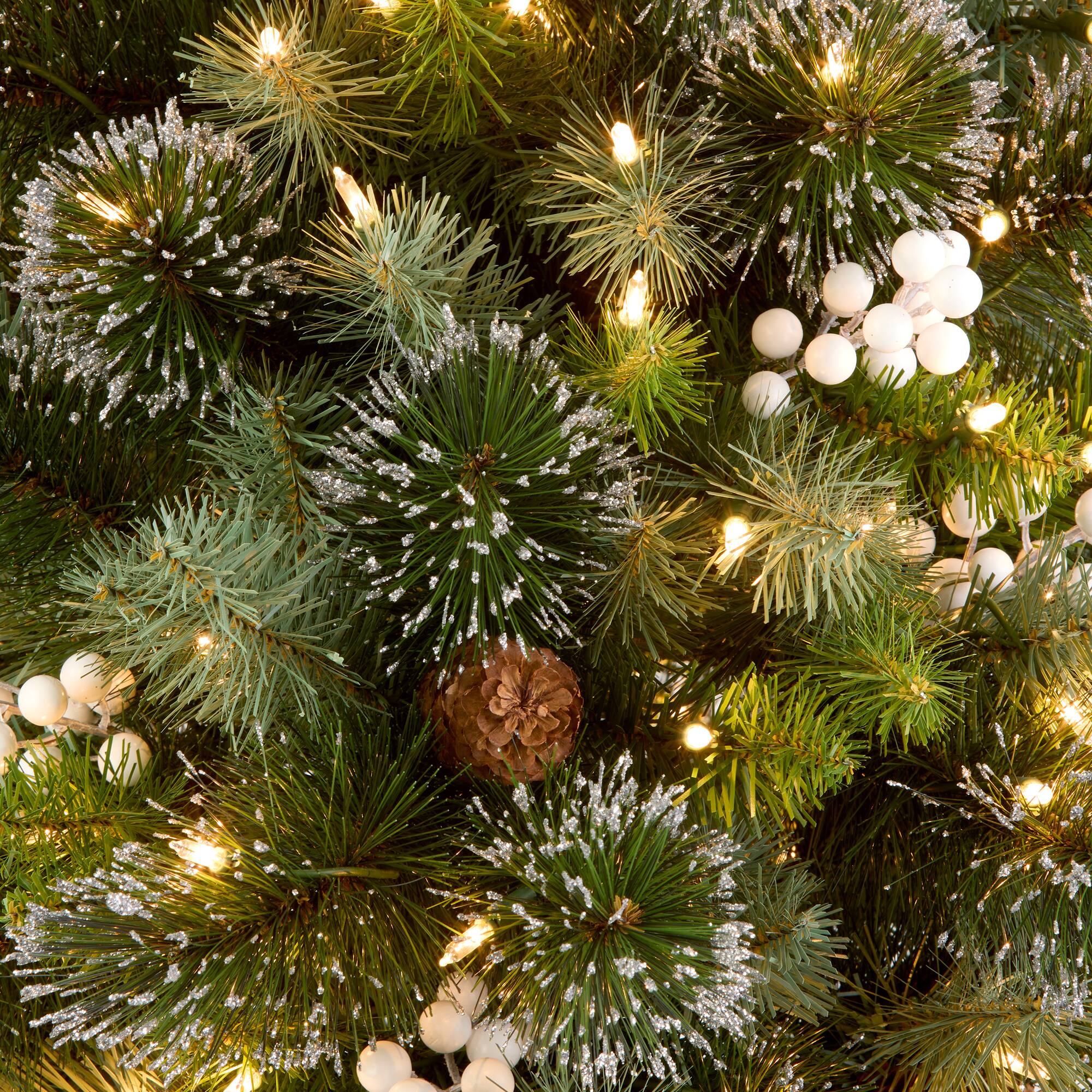 4ft. Pre-Lit Spruce Glittery Crestwood® Artificial Potted Christmas Tree, Clear Lights